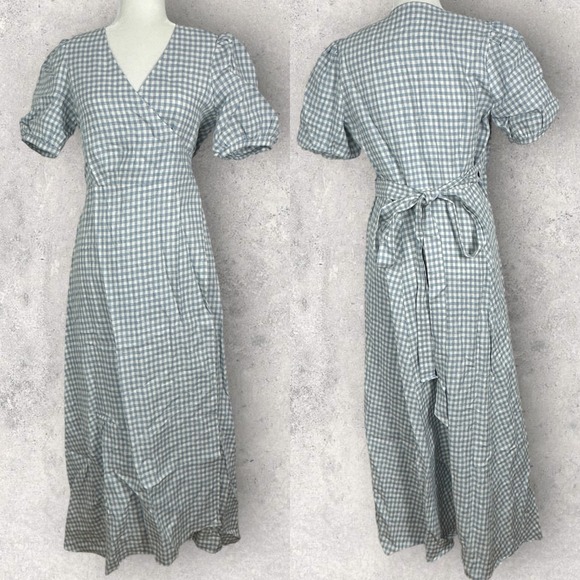 Reformation 100% Linen Weiss Dress Womens Size Large $278 USD NEW Wrap Maxi Boho - Picture 2 of 16